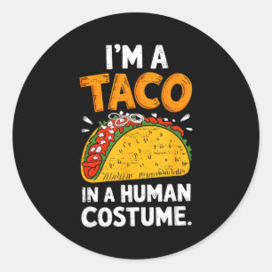 Adesivo Redondo Um taco com fantasia de humano halloween cinco de