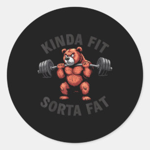 Adesivo Redondo Um Tanto em Forma Meio Gordo Funny Academia Bulldo