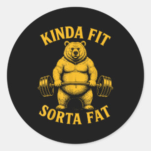 Adesivo Redondo Um Tanto em Forma Meio Gordo Urso Engraçado de Aca