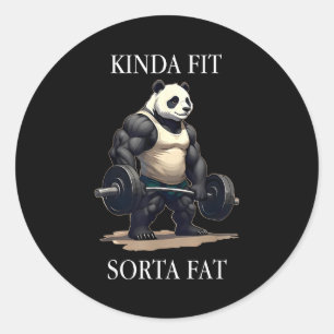 Adesivo Redondo Um tanto em forma um pouco gordo panda da academia