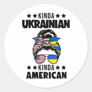 Adesivo Redondo Um Tanto Ucraniano Um Tanto Americano Bandeira Ucr