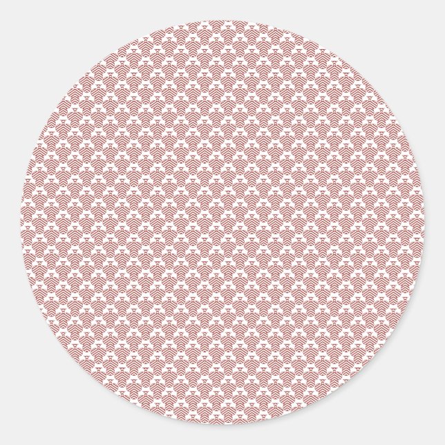 Adesivo Redondo Um tapete padronizado com motivos vermelhos e cast (Frente)