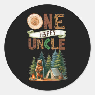 Adesivo Redondo Um Tio Feliz Acampador Primeiro Aniversário Urso d