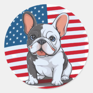 Adesivo Redondo Um toureiro francês com bandeira americana(1)