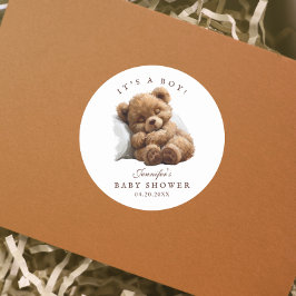 Adesivo Redondo Um Urso De Corda-Água Cuja Lama É Um Menino