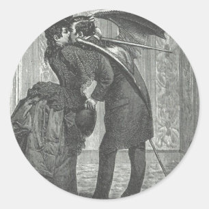 Adesivo Redondo Um Vampiro Beijo Vitoriano/Gótico