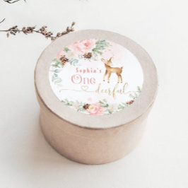 Adesivo Redondo Um veado, rosado, rosado, aniversário de 1rua