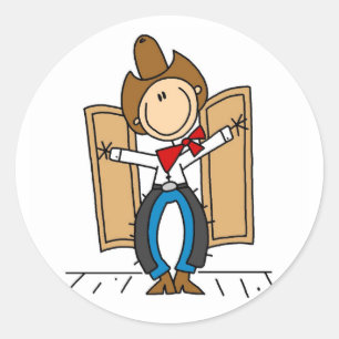 Adesivo Redondo Um Vinheta de Entrada do Cowboy