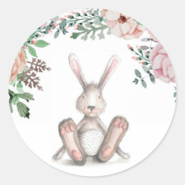 Adesivo Redondo Um Vinheta Floral Bunny
