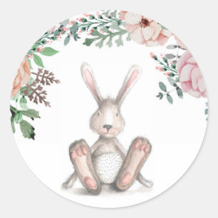 Adesivo Redondo Um Vinheta Floral Bunny
