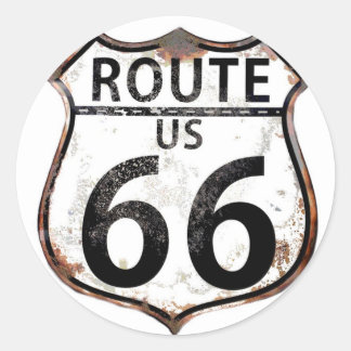 Adesivo Redondo Um Vintage Route 66 Road Sign