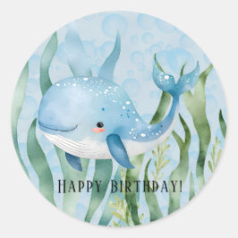 Adesivo Redondo Uma Baleia De Boa Festa de aniversário