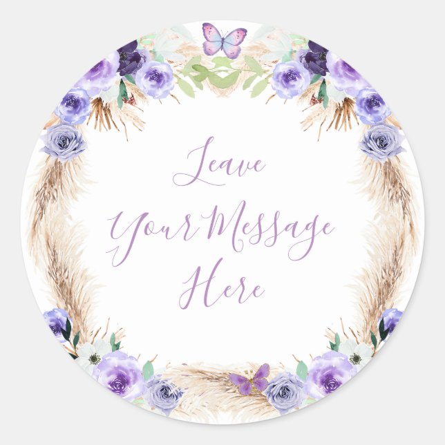 Adesivo Redondo Uma Borboleta Flutuada de Um Ano Ame sua Mensagem (Frente)