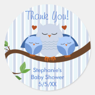 Adesivo Redondo Uma buzina junta corujas azuis