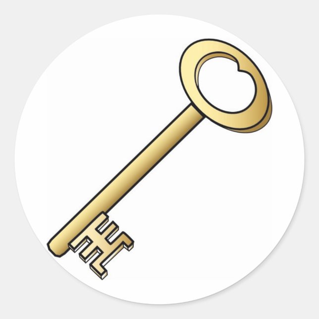 Adesivo Redondo Uma chave Dourada antiga (Frente)