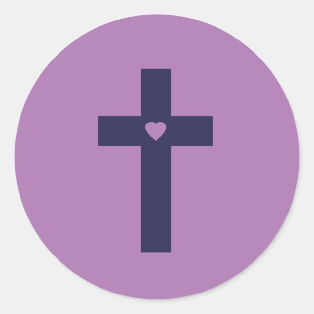 Adesivo Redondo Uma Cruz Com Amor Arte de Amor Sagrado (Frente)