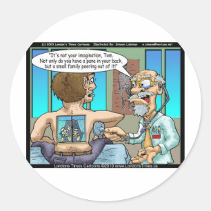 Adesivo Redondo Uma Dor Verdadeira Nas Costas Camisetas Engraçadas