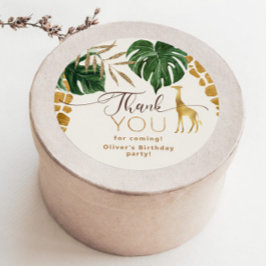 Adesivo Redondo Uma fêmea Safari selvagem, girafa Aniversário Obri