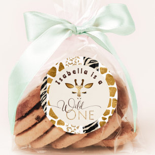 Adesivo Redondo Uma festa de aniversário moderna Safari selvagem