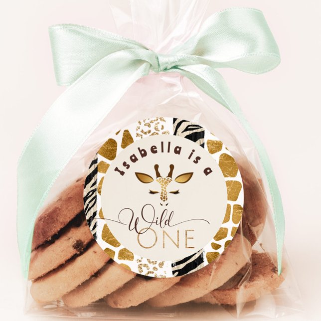 Adesivo Redondo Uma festa de aniversário moderna Safari selvagem (Criador carregado)