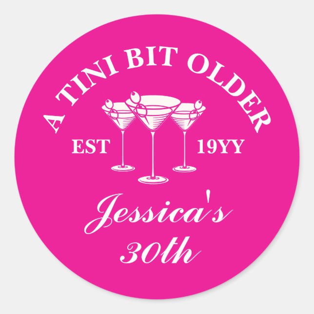 Adesivo Redondo Uma Festa de aniversário Personalizada De Martini  (Frente)