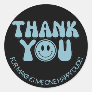 Adesivo Redondo Uma festa de primeiro aniversario do Cara Feliz