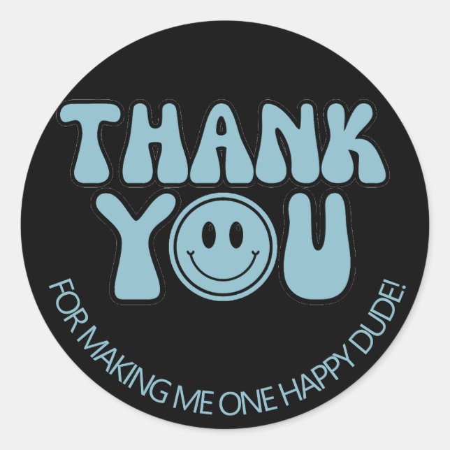 Adesivo Redondo Uma festa de primeiro aniversario do Cara Feliz (Frente)