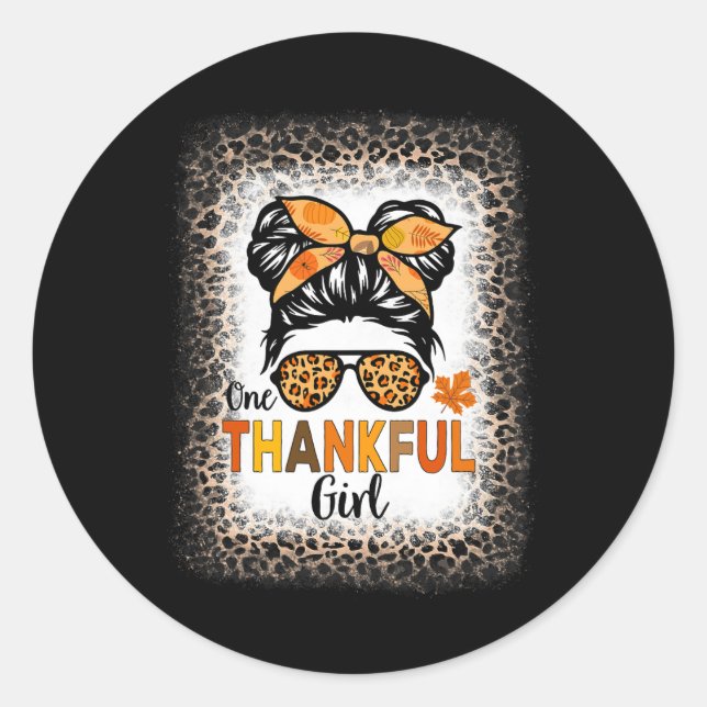 Adesivo Redondo Uma Garota Agradável Mensagem de Ação de Graças (Frente)
