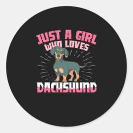 Adesivo Redondo Uma garota que ama Dachshund