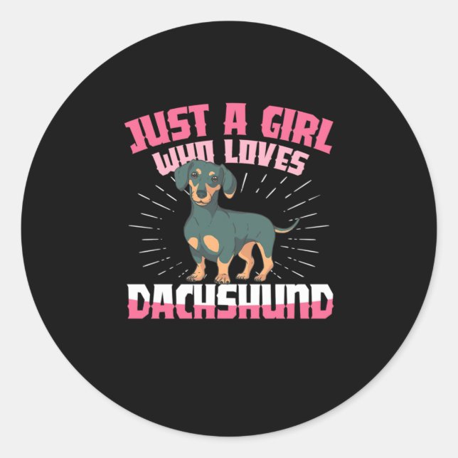 Adesivo Redondo Uma garota que ama Dachshund (Frente)