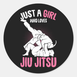 Adesivo Redondo uma garota que ama Jiu Jitsu Kids Brazilian Jiujit