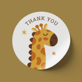 Adesivo Redondo Uma girafa bonita. Belo safari animal e obrigado z