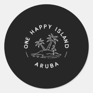 Adesivo Redondo Uma Ilha Feliz Aruba Lembrança Férias de Verão Ma