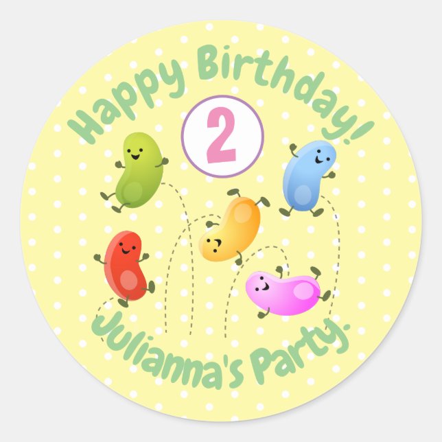 Adesivo Redondo Uma ilustração de cartoon de boas-vindas felizes (Frente)