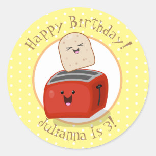 Adesivo Redondo Uma ilustração de desenho animado em torradeira 