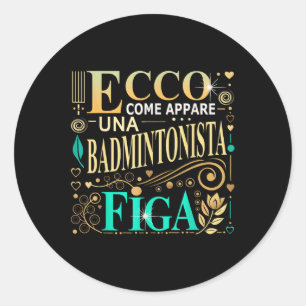 Adesivo Redondo Uma Jogadora de Badminton Gata Ideias Presente Bad