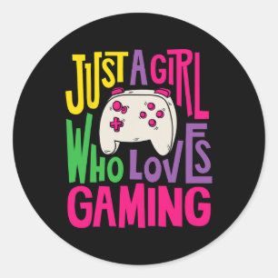 Adesivo Redondo Uma Menina Que Adora Jogar Jogo De Jogador Engraça