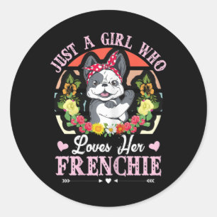 Adesivo Redondo Uma Menina Que Ama O Seu Francês Bulldog 1
