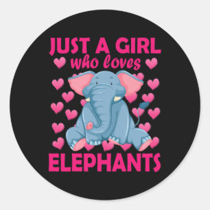 Adesivo Redondo Uma Menina Que Ama Os Elefantes, Zoo Elephant Cons