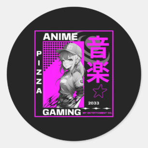 Adesivo Redondo Uma Menina Que Ama Os Jogos De Anime