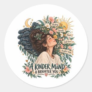 Adesivo Redondo Uma Mente Mais Gentil Um Você Mais Radiante Caneca