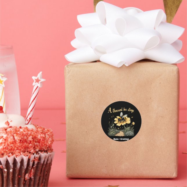 Adesivo Redondo Uma Mil Abelhas Arrefecendo Designs Negros (Festa)