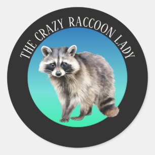 Adesivo Redondo Uma moça maluca de guaxinim bonitinha adiciona tex