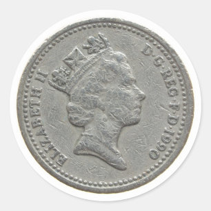 Adesivo Redondo Uma moeda de libra