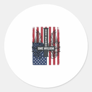 Adesivo Redondo Uma Nação Sob Deus Camisa Patriótica Asas Cruz_1