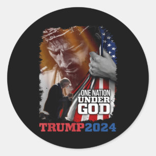Adesivo Redondo Uma Nação Sob Deus Presidente Trump 2024 América