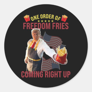 Adesivo Redondo Uma ordem engraçada de batatas fritas da liberdade