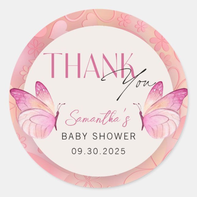 Adesivo Redondo Uma Pequena Borboleta está no Caminho Chá de frald (Frente)