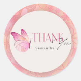 Adesivo Redondo Uma Pequena Borboleta está no Caminho Chá de frald