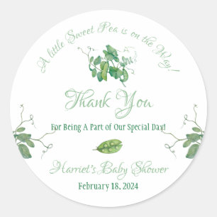 Adesivo Redondo Uma Pequena Ervilha Doce está a caminho! Chá de Be